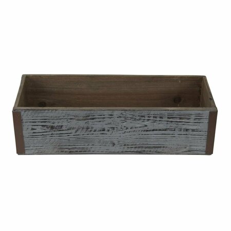 CHEUNGS Gray Wash Wooden Rectangular Planter with Metal Corner Accents 4911-14GW